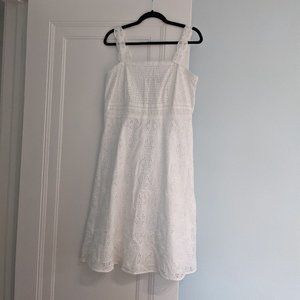 Ann Taylor | White Cotton Eyelet Midi Dress 8